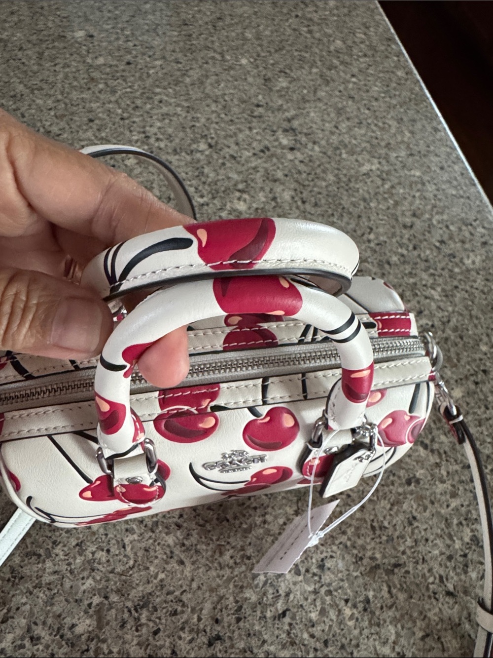 🍒Super Cute🍒 Authentic Coach CY745 Cream Mini Satchel with Red Cherry Print 🍒 - Picture 10 of 15